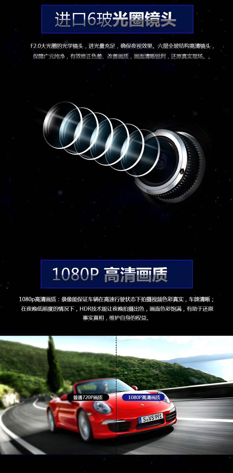 5寸大屏双录行车记录仪
